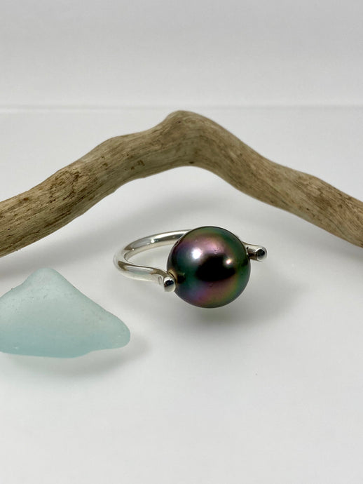 Silver Pearl Ring-Sunset