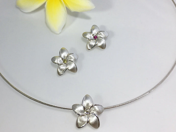 Silver Plumeria Slide Necklace