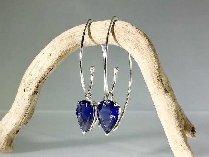 Silver V-Wire Earrings Iolite